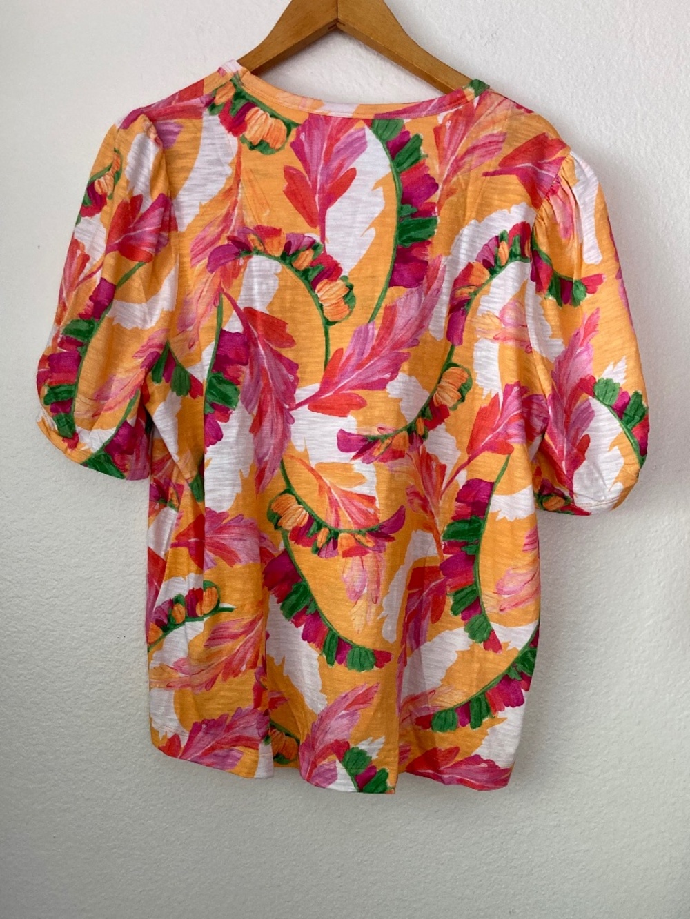 Chicos Colorful Floral Cotton Modal Top Size 3(XL) Ruching Summer Vacation - Picture 2 of 7